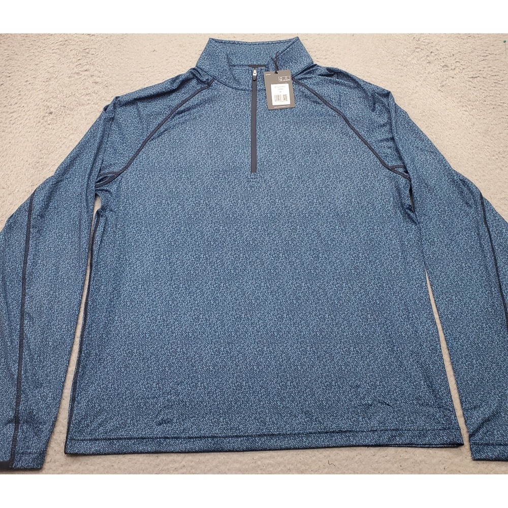 Dunning Golf 1/4 Pullover Mens M Blue Long Sleeve Performance Stretch Quick Dry